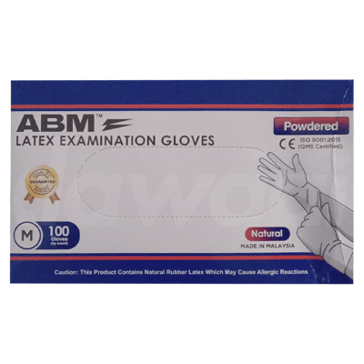 ABM Powdered Latex Medium Examination Gloves 1 x 100's Pcs. Pack