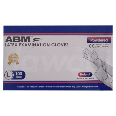 ABM Powdered Latex Large Examination Gloves 1 x 100's Pcs. Pack