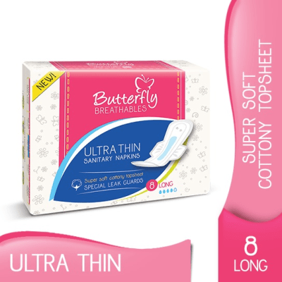 Butterfly Breathables Cottony Top - Long Sanitary Pads 8 Pcs. Pack