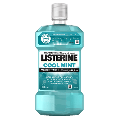 Listerine Cool Mint - Milder Taste Mouthwash 500 ml Bottle