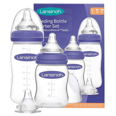 Lansinoh Natural Wave Teat Starter Feeding Bottle 1 Set Pack