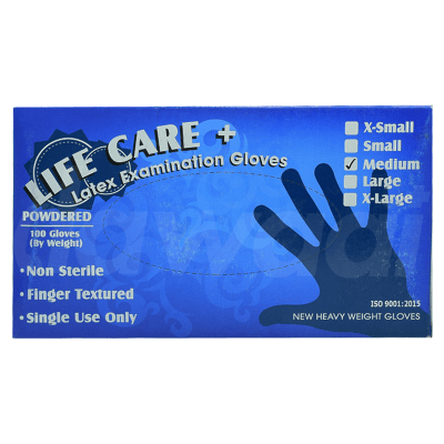 Life Care Latex (Medium) Examination Gloves 100 Pcs. Pack