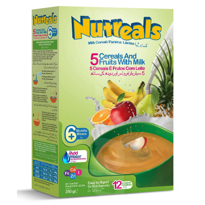 Nutreals 5 Fruits with Milk Cereal 250 gm Powder Soft Pack
