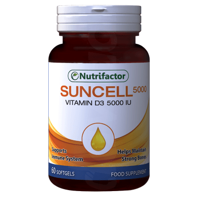 Nutrifactor Suncell 5000 Vitamin D3 Supplements 1 x 60's Softgel Capsules Bottle