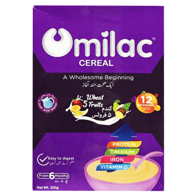 Omilac Wheat 5 Fruits Cereal 200 gm Soft Pack