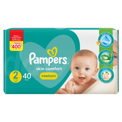 Pampers Jumbo Pack -  Size 2 (3 - 7 Kg) Butterfly Diapers 40 Pcs. Pack