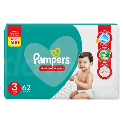 Pampers Mega Pack - Size 3 (7 - 11 Kg) Pants 62 Pcs. Pack