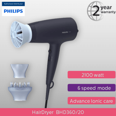 Philips EssentialCare Dryer 3000 ThermoProtect Ionic with diffuser BHD360/20