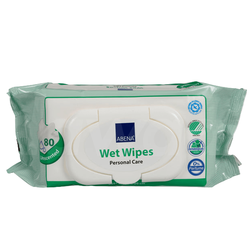 Abena Unscented Adult Wet Wipes 80 Pcs. Pack with Lid