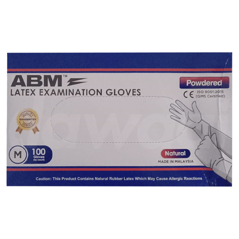 ABM Powdered Latex Medium Examination Gloves 1 x 100's Pcs. Pack