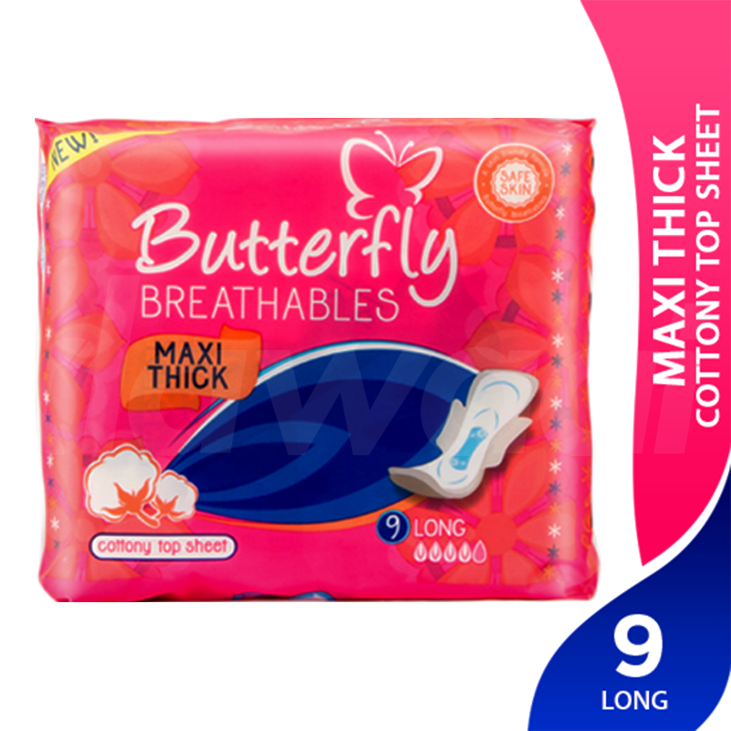 Butterfly Breathables Maxi Cotton Large - Sanitary Pads 9 Pcs. Pack