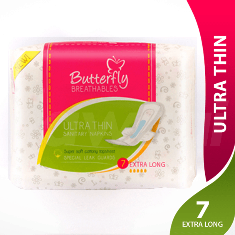 Butterfly Breathables Cottony Top - Extra Large Sanitary Pads 7 Pcs. Pack