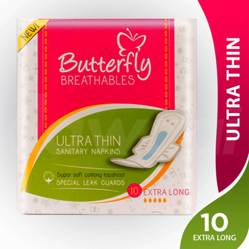 Butterfly Breathables Cottony Top - Extra Large Sanitary Pads 10 Pcs. Pack