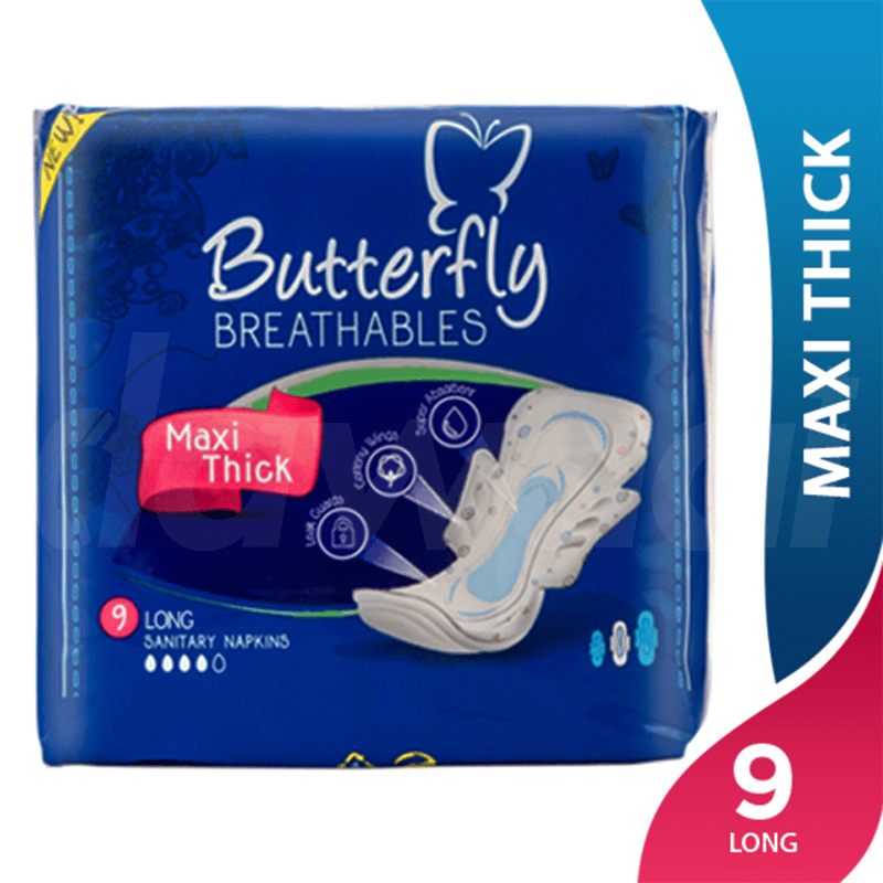 Butterfly Breathables Maxi Thick - Large Sanitary Pads 9 Pcs. Pack