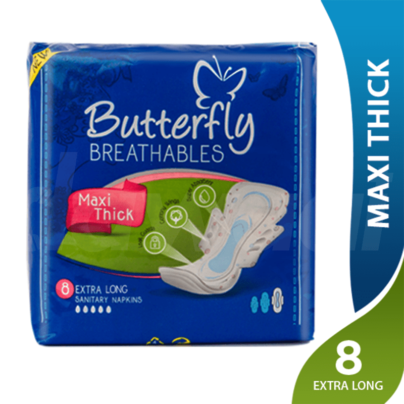 Butterfly Breathables Maxi Thick - Extra Large Sanitary Pads 8 Pcs. Pack