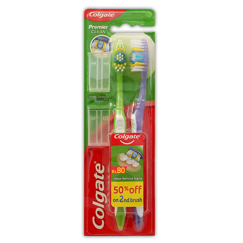 Colgate Premier Clean - Medium Toothbrush (Twin Pack) | Uses | Side ...