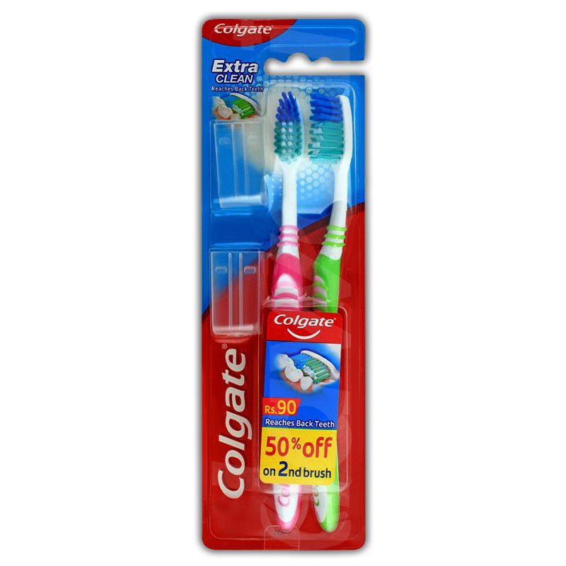 Colgate Extra Clean - Medium Toothbrush (Twin Pack)