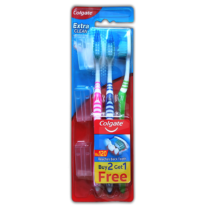 Colgate Extra Clean - Medium Toothbrush (Triple Pack) | Uses | Side ...