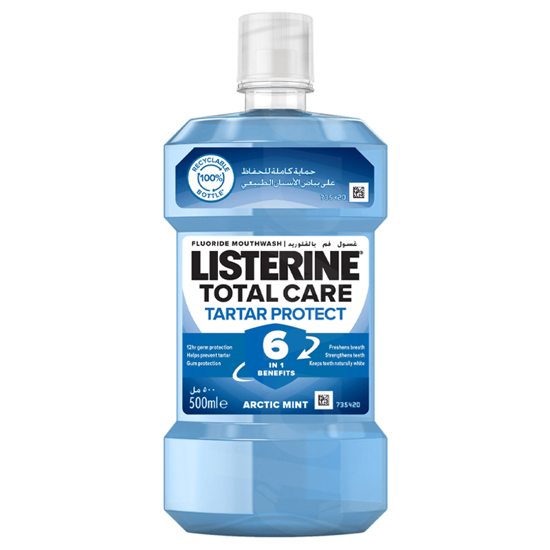 LISTERINE Advanced Tartar Control, Anti-Bacterial, Antiseptic, Arctic Mint Mouthwash 500 ml Bottle