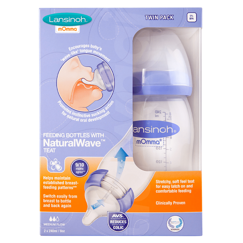 Lansinoh Natural Wave Teat Feeding Bottle 240 ml x 2 Pcs. Pack