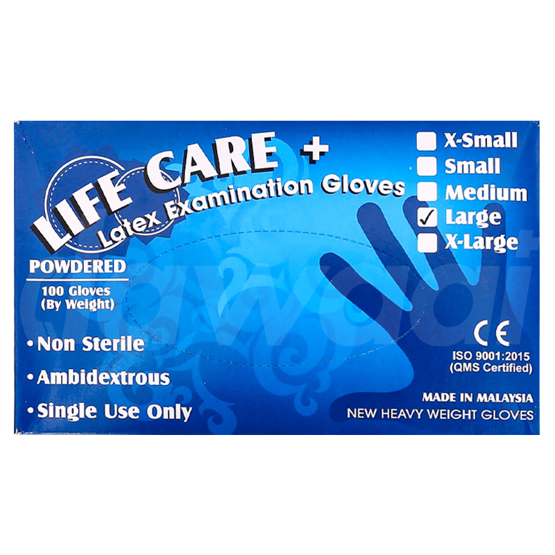 Life Care + Latex Examination Gloves (Large)