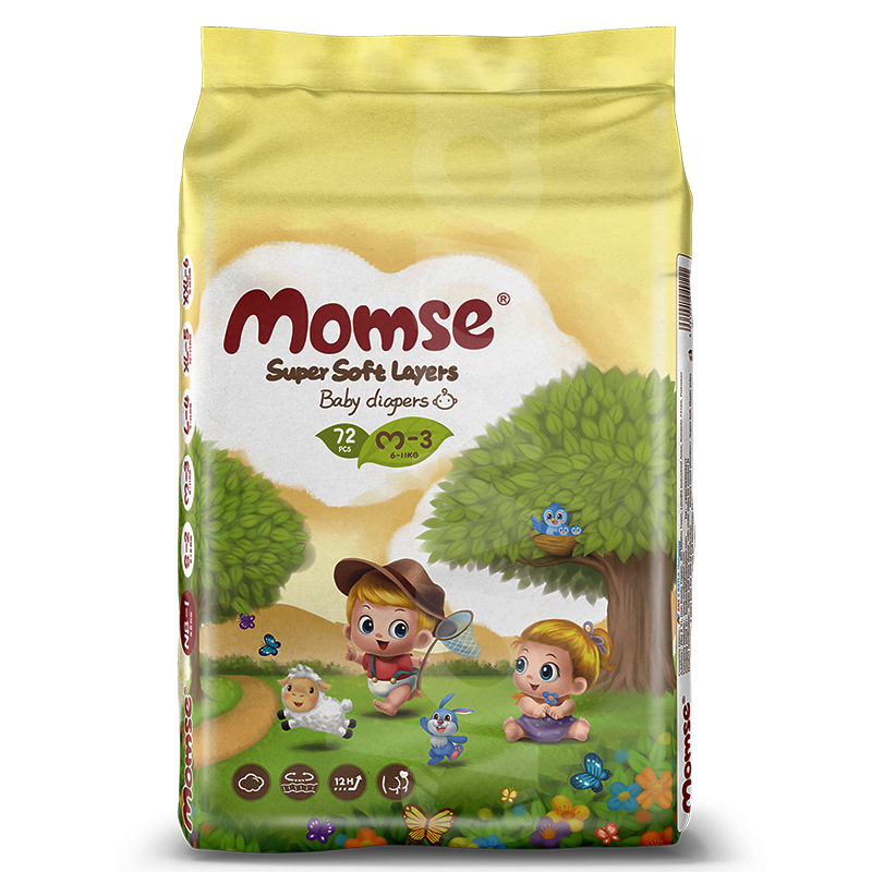 Momse Mega - Medium Diapers 72 Pcs. Pack