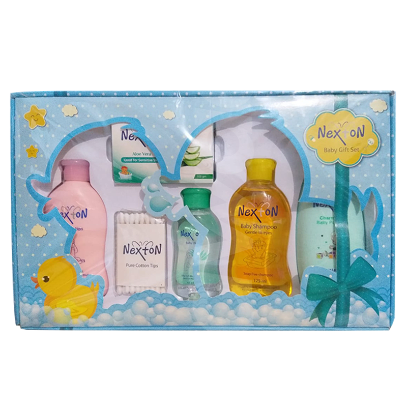 Nexton Baby Gift Box 1 - Blue (Powder, Lotion, Oil, Soap, Shampoo, Cotton buds) 1 Set Pack