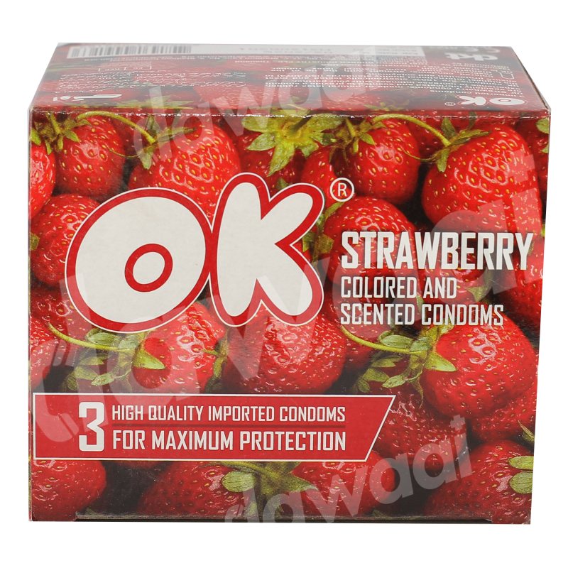 Ok Strawberry Condoms Pack of 3