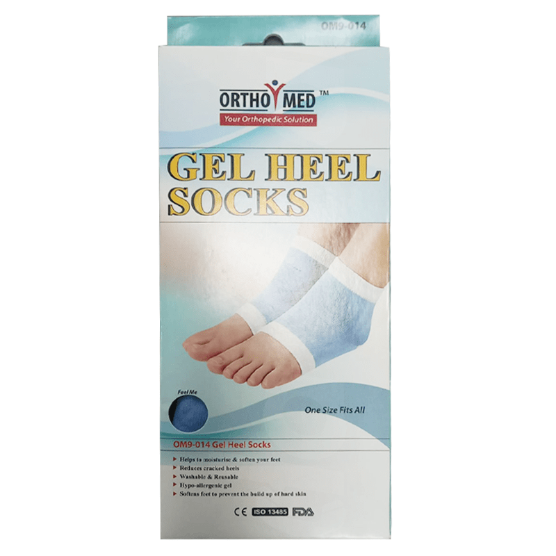 Gel Heel Socks (OM9-14) Color Blue (1 Pair)