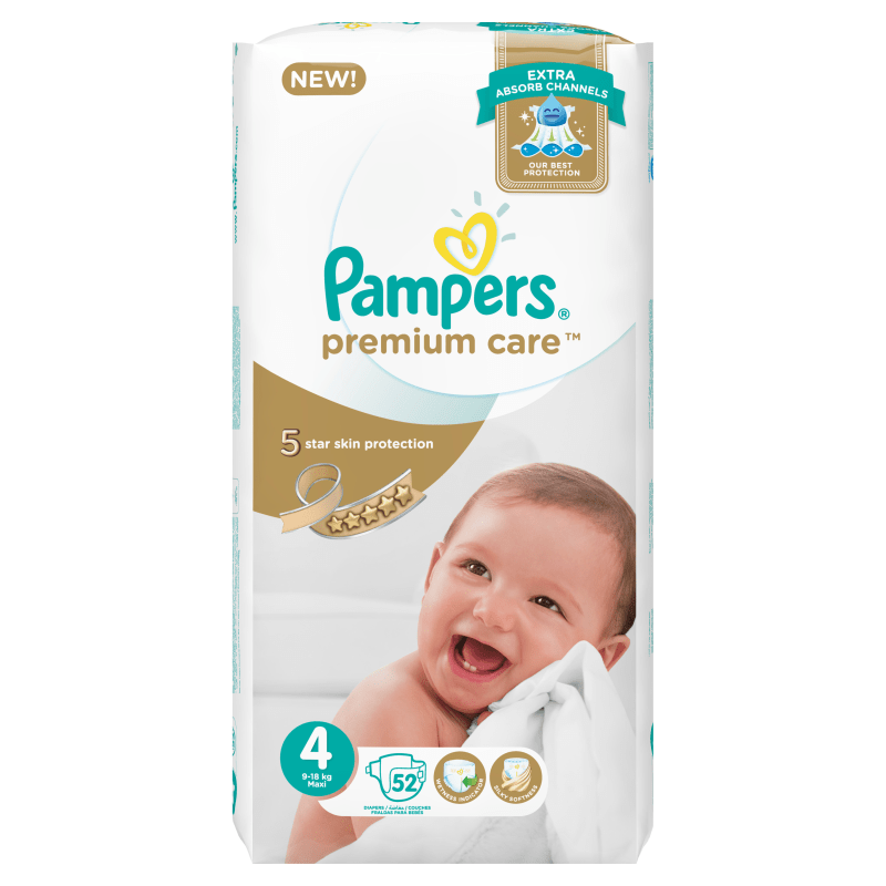 Pampers Premium Care Size 4 (9-18 KG) 52 Counts