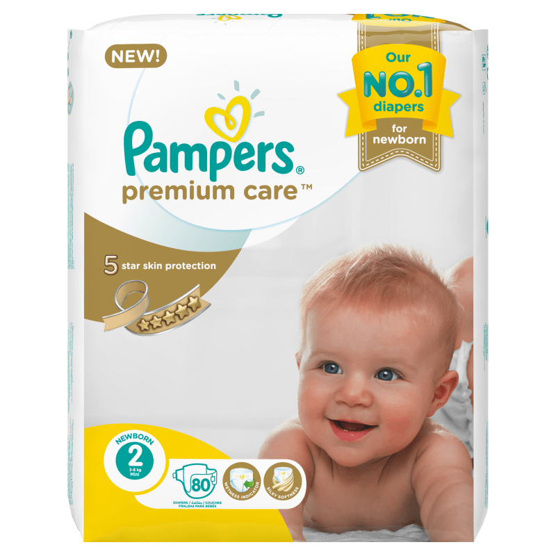 Pampers Premium Care Newborn Size 2 (3-8 KG Mini) 80 Counts