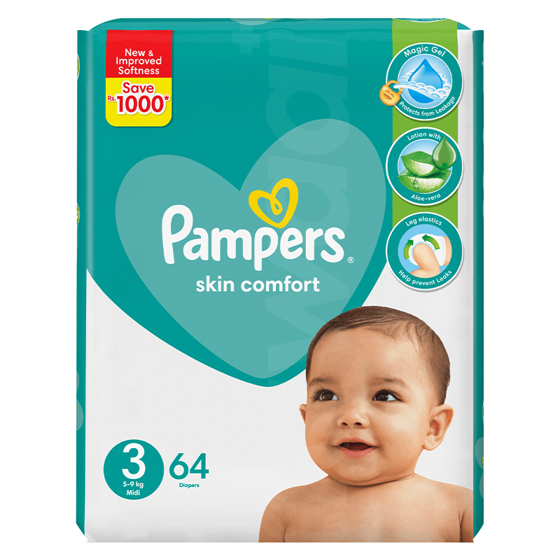 Pampers Mega Pack - Size 3 (5 - 9 Kg) Butterfly Diapers 64 Pcs. Pack