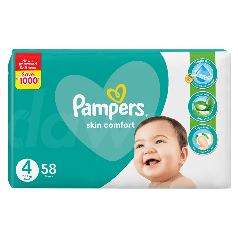 Pampers Mega Pack - Size 4 (7 - 12 Kg) Butterfly Diapers 58 Pcs. Pack